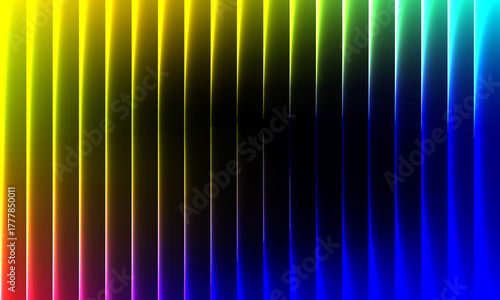 Luminous abstract background with vibrant, rainbowcolored vertical lines illuminating a central black space, creating a captivating and modern design with depth and contrast