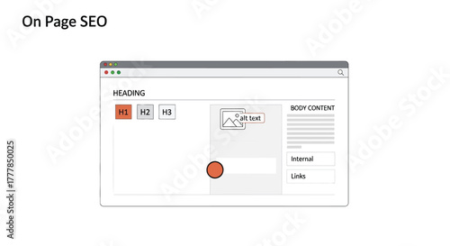 Flat Vector Illustration Highlighting On-Page SEO Elements Website Optimization