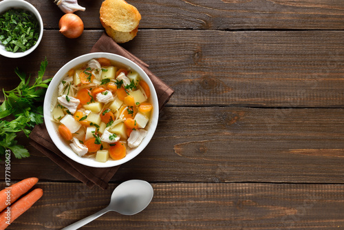Chicken noodle soup with vegetables