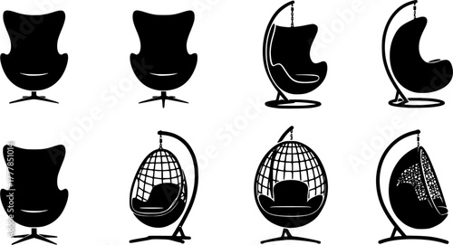Egg chair silhouette, Egg chair, Hanging egg chair, Hanging egg chair silhouette, Outdoor egg chair, Outdoor egg chair silhouette