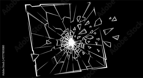 Broken glass, Cracked glass, Broken glass silhouette, Cracked glass silhouette, Broken glass clipart, Broken glass vector set.