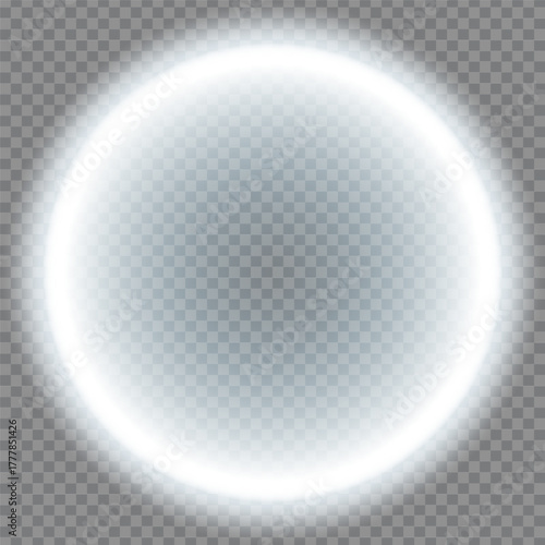 Glowing white light aura with transparent background.