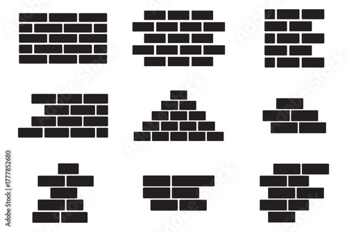 Brick wall build stack stonewall business house. Brick stone icon wall construction architecture vector isolated icon.