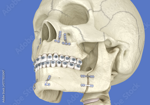 Mandibular Advancement surgery. Medically accurate dental 3D illustration.
