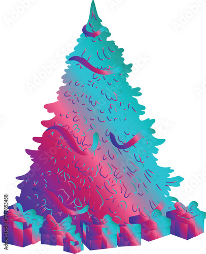 Colorful Christmas Tree with Gifts