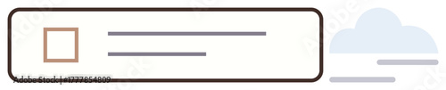 Rectangular list interface featuring a checkbox and two lines, paired with a cloud element. Ideal for data organization, cloud storage, connectivity, task management, minimalism, productivity, simple