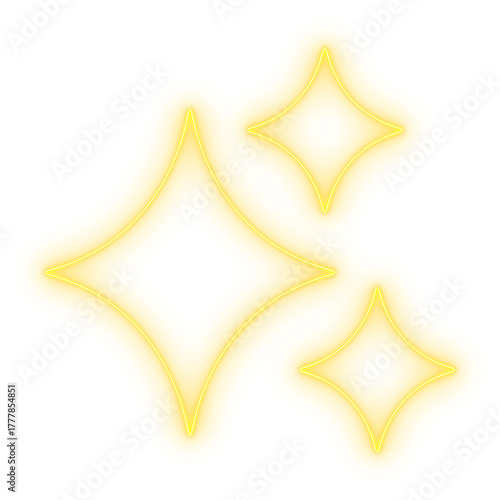 Yellow Sparkle Set with Radiant Four-Point Stars for Golden Celebration Accents, Clean Overlays, and Contemporary Graphic Design