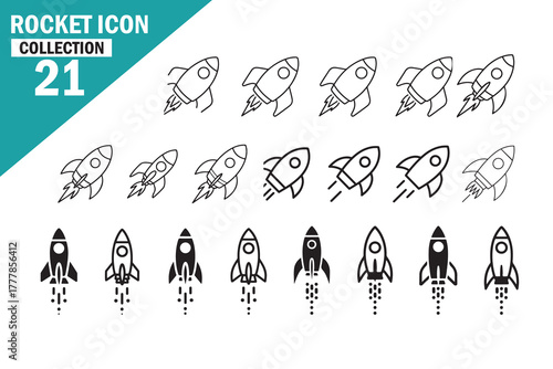 Rocket Icon Collection Space Launch Vector Set