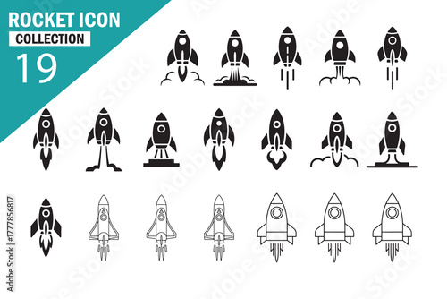 Rocket Ship Icon Pack Startup and Innovation Concept