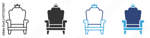 King Throne icon set. Royal chair icon , vector illustration . 