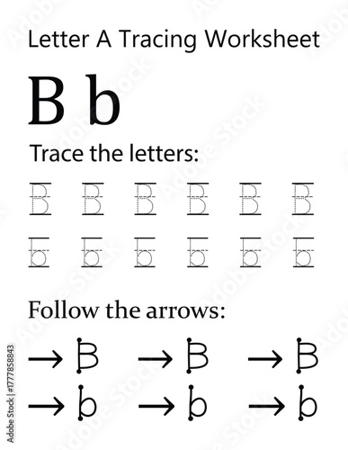 Capital and Lowercase Letter 'B' Handwriting Practice Sheet