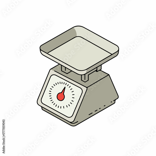Isometric Handdrawn Kitchen Scale Measurement Appliance Object Illustration