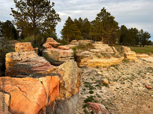 Rocks on the beach at Keyhole Lake in Wyoming