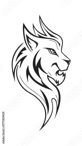 Mystical Wolf Spirit: A striking artistic rendering of a majestic wolf's head, its gaze piercing and proud, rendered in elegant line art, exuding a sense of wild freedom and untamed spirit.