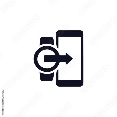 Smartwatch, Pair watch with phone icon logo flat vector design
