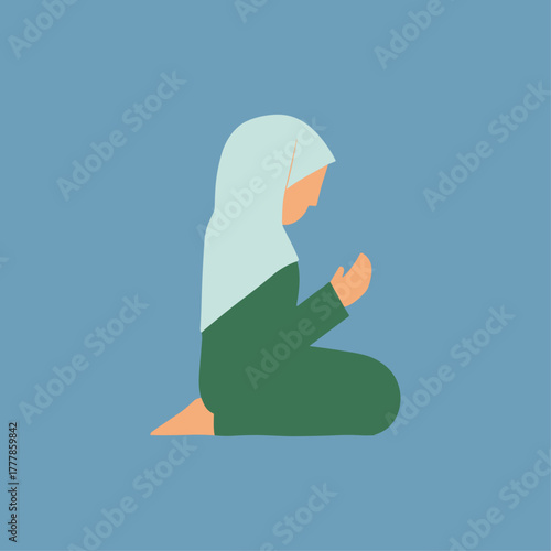 Dua, salat, Islam, hijab icon logo flat vector design