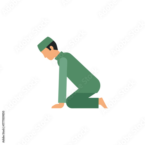 Dua, salat, Islam, sujud icon logo flat vector design
