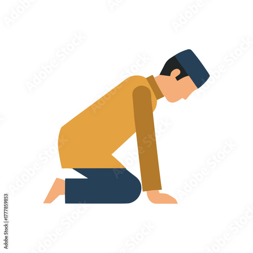 Dua, salat, Islam, sujud icon logo flat vector design