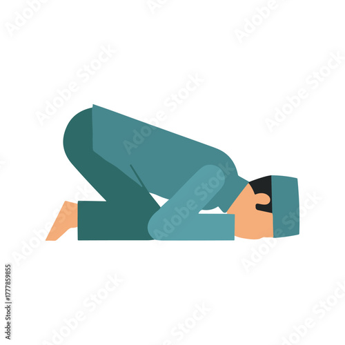Dua, salat, Islam, sujud icon logo flat vector design