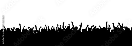happy dancing crowd silhouette vector
