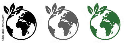 earth leaf icon environment protection concept