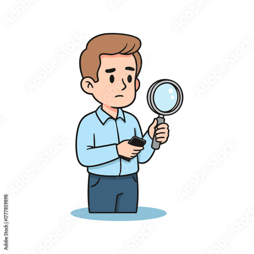 Searching, Exploring, Thinking, Magnifying glass icon logo flat vector design