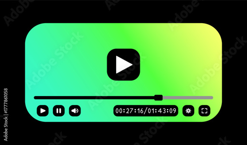 Professional media player design with minimal buttons, detailed timeline, and smooth control layout. Ideal for sleek app design, responsive websites, and premium UI kits