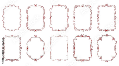 Elegant collection of decorative frame designs, isolated on white background, showcasing intricate floral and ornamental details in a variety of shapes and styles for refined embellishments