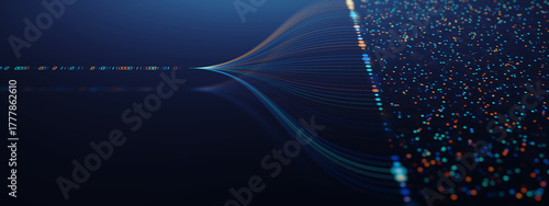 Futuristic Cyber Data Stream Flow — Artificial Intelligence Neural Network Concept