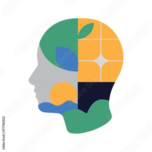 Conceptual Head Profile Nature Creativity and Inner World