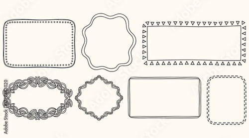 Elegant handdrawn frame collection a set of decorative borders for invitations, cards, and designs, isolated on white background