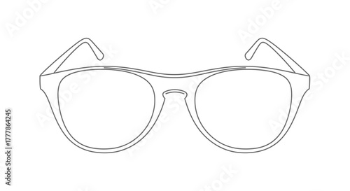 A simple black and white line drawing of a pair of eyeglasses with a thick frame.