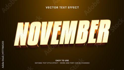 november editable text effect 3d vector