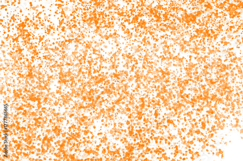 Abstract Orange Splatter Pattern with Varying Sizes and Opacity.