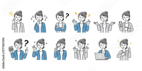 vector set of people, vector set of office lady