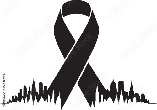 World aids day red ribbon global awareness symbol crossed with globe emblem