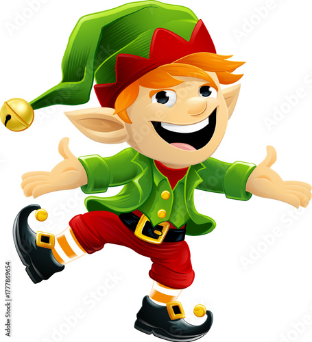 Christmas elf Santa Claus helper cartoon character illustration