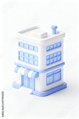 Wallpaper Mural Three-dimensional model of a small blue and white building Torontodigital.ca