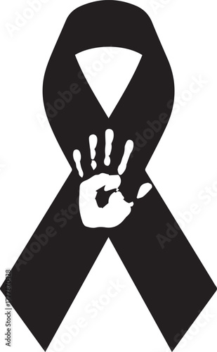 World aids day red ribbon held by hand silhouette symbolizing hope awareness support