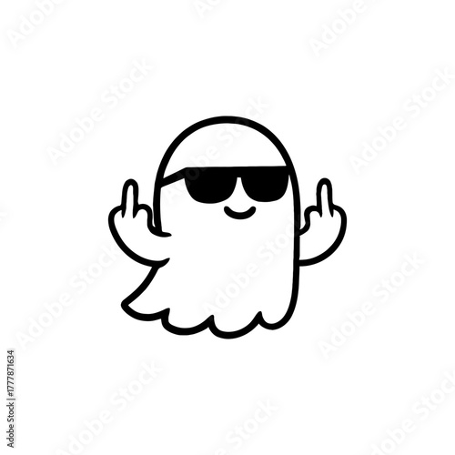 Cool ghost wearing sunglasses giving the middle finger
