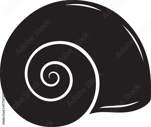 Simple black silhouette of a snail shell with spiral pattern outdoor nature symbol