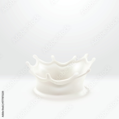 Realistic 3D milk splash on surface vector illustration