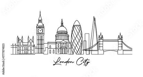 sketch drawing of london city - continous line (artwork 1)