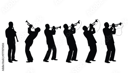 Silhouette of a jazz musician playing a trumpet