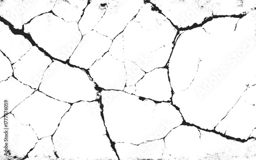 Sketch crack texture. Ground cracks, breaks on land surface from earthquake. Grunge and distressed effect. Black and white brick wall background. vector crack old wall background.
