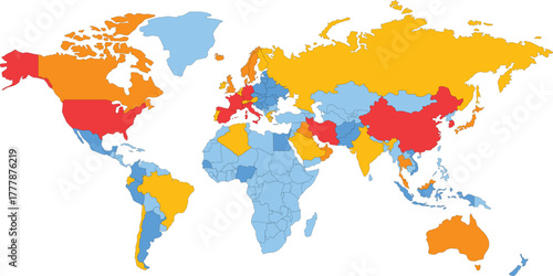 world map with colorful splashes