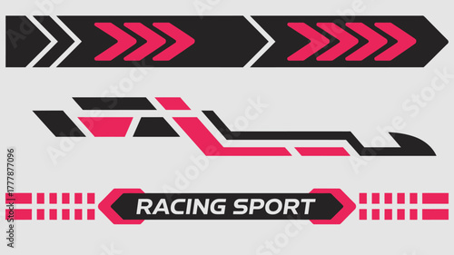 Car racing stripe vector design modern sport decal vinyl graphic kit for automobile decoration and race vehicle customization