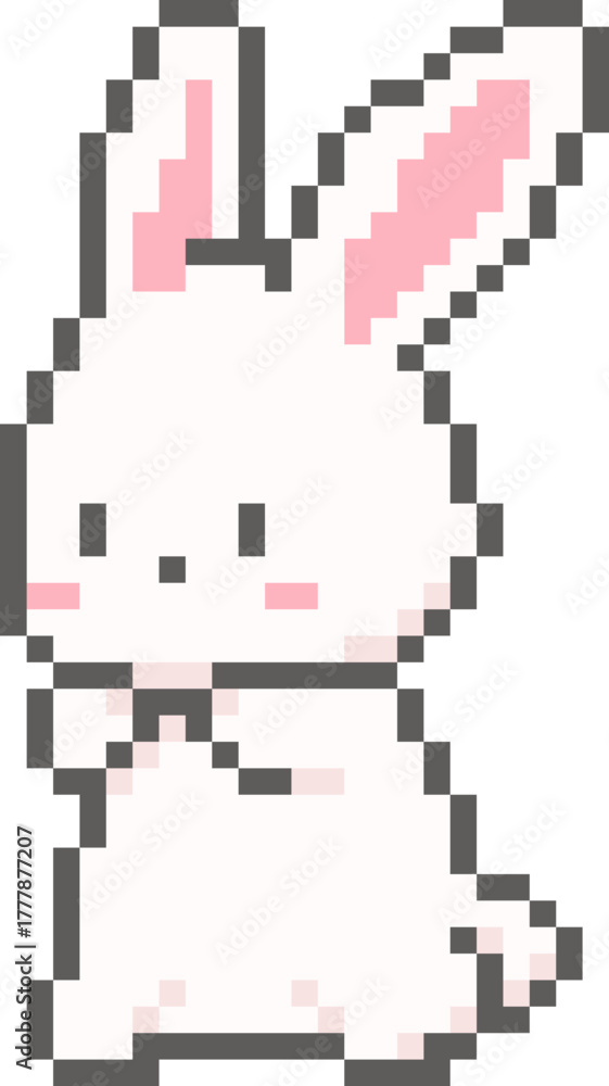 Fototapeta premium pixel illustration of cute standing rabbit