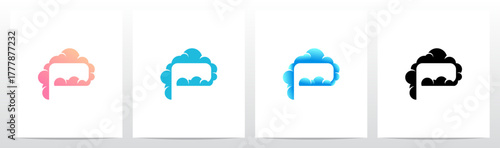 Clouds Forming Letter Initial Logo Design P