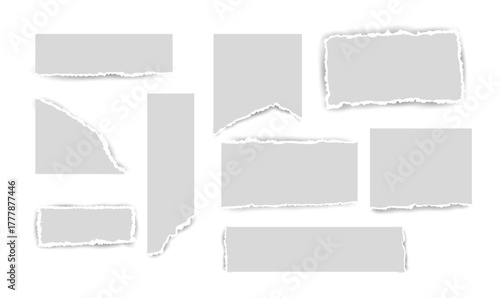 Collection realistic ripped pieces of scrap papers.Set of white torn or ripped paper sheet for social media banner background.